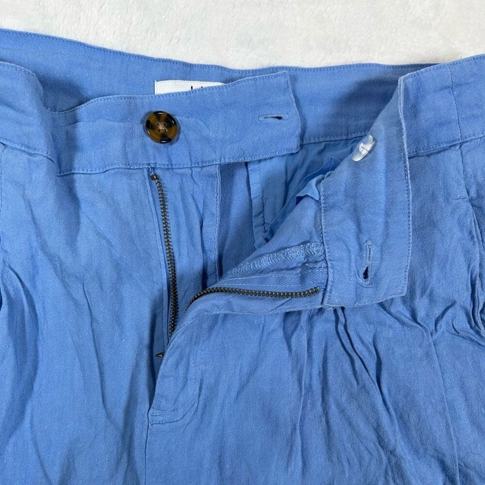 Halston Linen Blend Wide Leg High Rise Blue Ankle Pants Women’s Size 10 - Picture 4 of 7